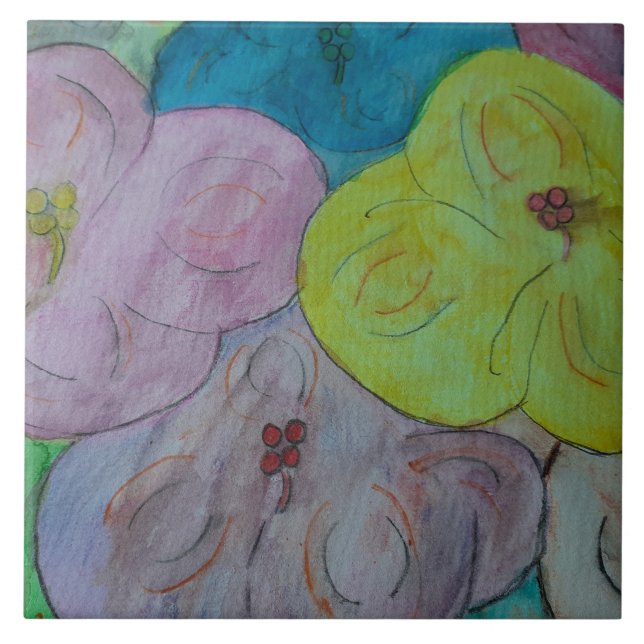 Azulejo Resumen Tile Cerámico Floral de verano (Frente)