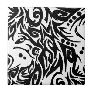 Azulejo Resumen tribal negra
