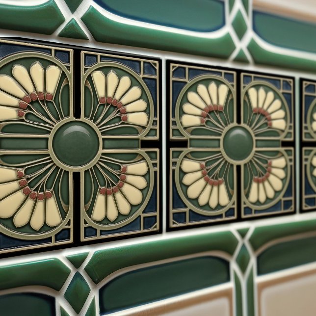 Azulejo Resumen Verde Shamrock estilo de mediados de siglo (Subido por el creador)