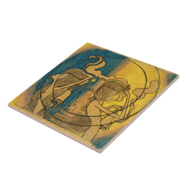 Azulejo Resumen vintage Sinfónica Art Nouveau Toorop (Lado)