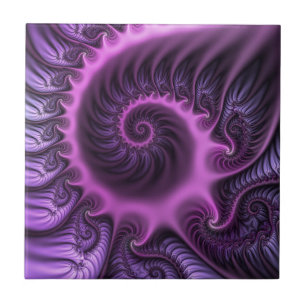 Azulejo Resumen Vivid Guay Pink Purple Fractal Art Spiral
