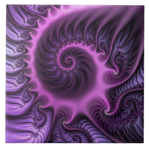 Azulejo Resumen Vivid Guay Pink Purple Fractal Art Spiral