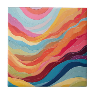 Azulejo Resumen Whimsical Rainbow Wavpes Stripes