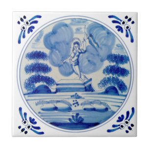 Azulejo Resurrección azul Delft de Cristo c1760 Repro