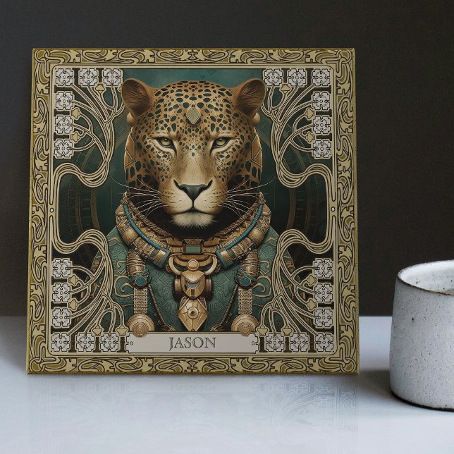 Azulejo Retiro del espíritu tribal jaguar personalizado (Subido por el creador)
