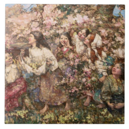 Azulejo Retraso de primavera (por Edward Atkinson Hornel)