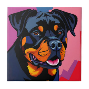 Azulejo Retrato abstracto de Rottweiler contemporáneo