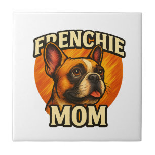 Azulejo Retrato adorable de bulldog francés de mamá French