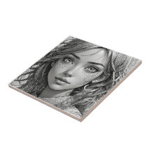 Retrato blanco y negro de chica de anime lindo