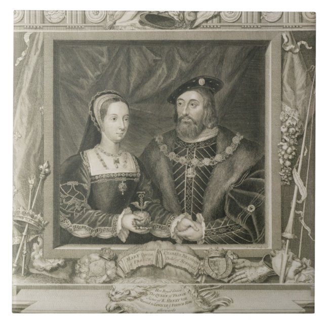 Azulejo Retrato de 1496-1533) reinas de Maria (de Francia, (Frente)