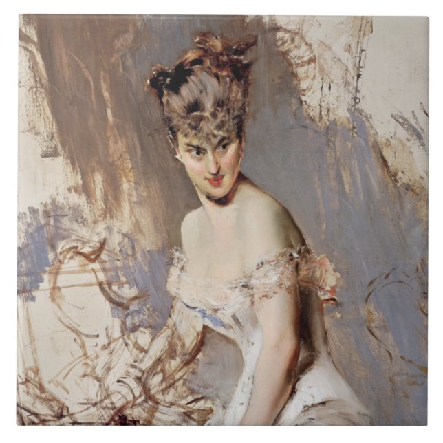 Azulejo Retrato de Alice Regnault (Belleza femenina) (Frente)