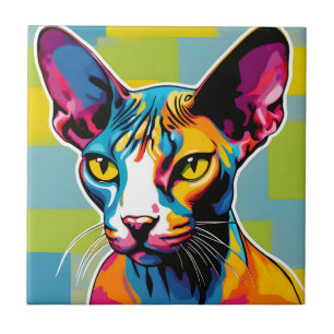 Azulejo Retrato de arte pop para gatos