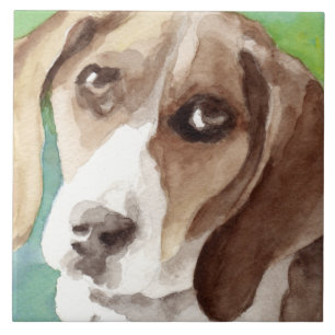 Azulejo retrato de Beagle en acuarela