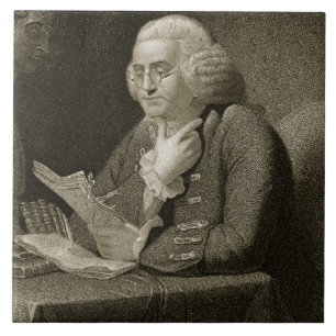 Azulejo Retrato de Benjamin Franklin, grabado por Thomas