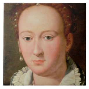 Azulejo Retrato de Bianca Cappello, c.1580 (aceite en el