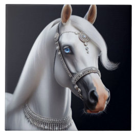 Azulejo Retrato de caballo árabe blanco