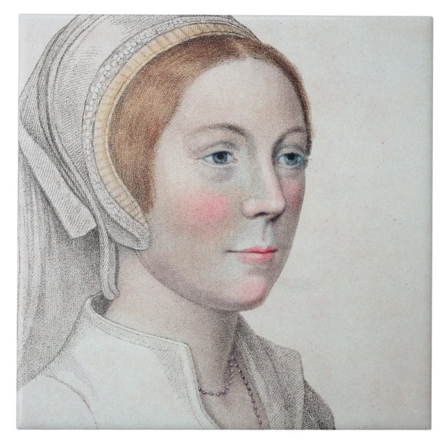Azulejo Retrato de Catherine Howard (1520-42) grabado (Frente)