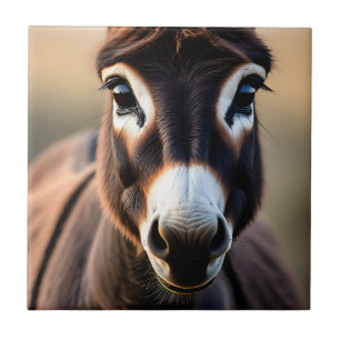 Azulejo Retrato de cerca de burro curioso