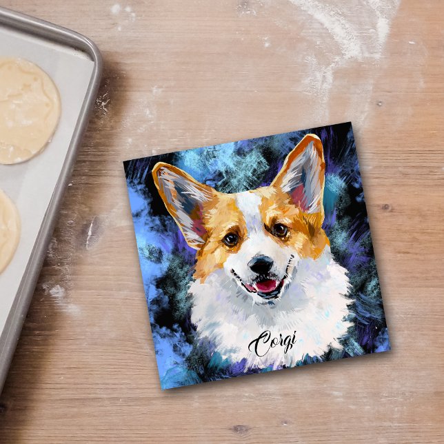 Azulejo Retrato de Corgi sobre fondo abstracto (Subido por el creador)