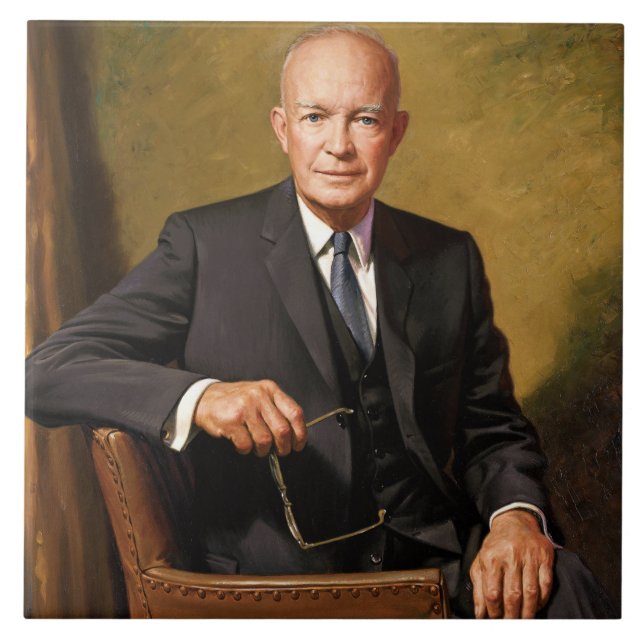 Azulejo Retrato de Dwight Eisenhower Presidente de la Casa (Frente)