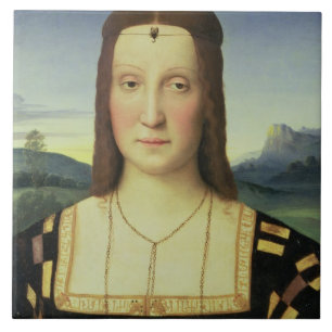 Azulejo Retrato de Elizabeth Gonzaga, c.1504 (aceite en el
