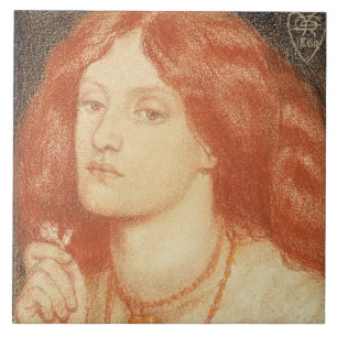 Azulejo Retrato de Elizabeth Siddal (1834-62), 1860 (rojo