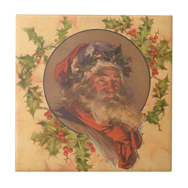 Azulejo Retrato de época de los Navidades de Santa Claus (Frente)