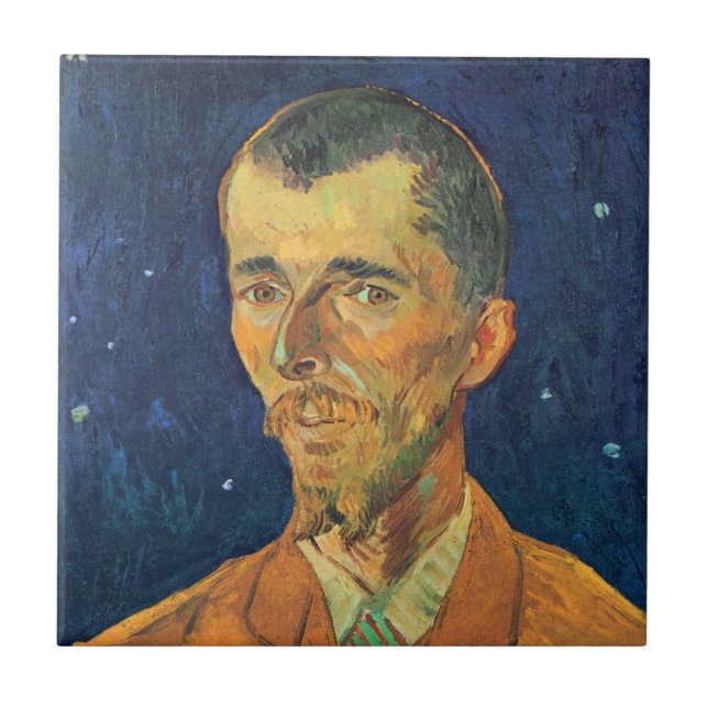 Azulejo Retrato de Eugene Boch por Vincent van Gogh (Frente)