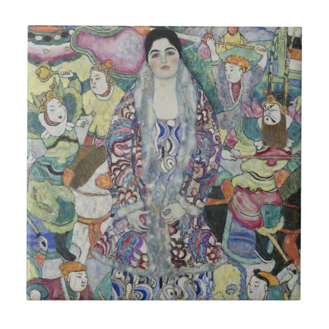 Azulejo Retrato de Friederike Maria Beer por Gustav Klimt (Frente)