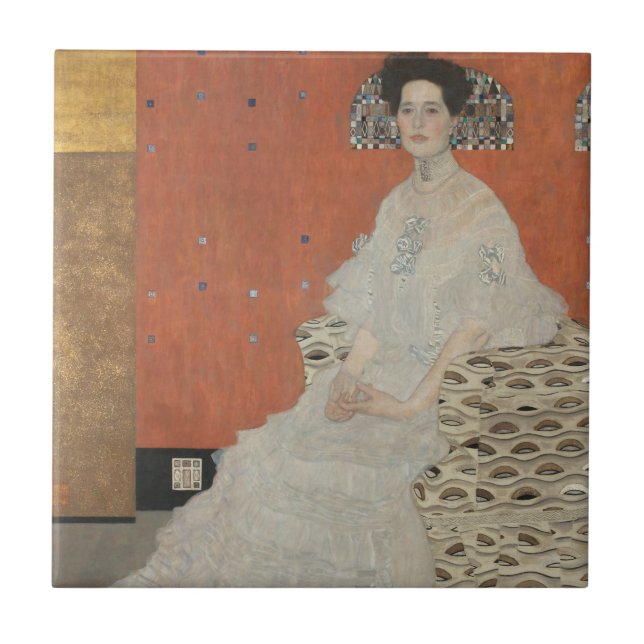 Azulejo Retrato de Fritza Riedler por Gustav Klimt (Frente)