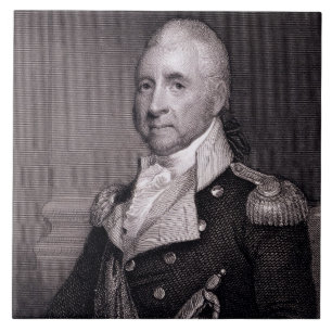 Azulejo Retrato de general importante Juan Brooks, grabado