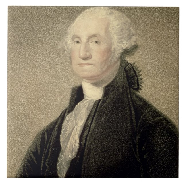 Azulejo Retrato de George Washington, grabado por (Frente)