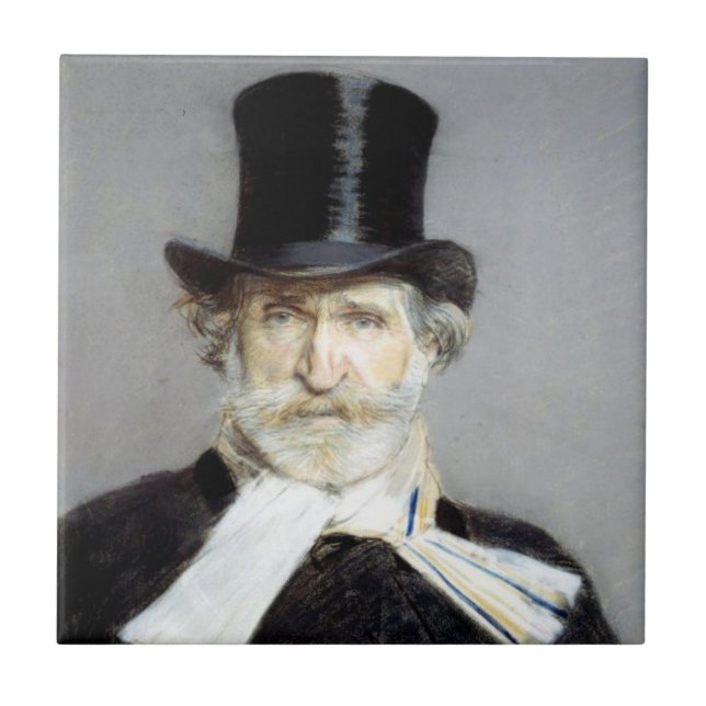 Azulejo Retrato de Giuseppe Verdi, compositor de ópera ita (Frente)