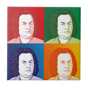 Azulejo Retrato de Johann Sebastian Bach en vier Farben