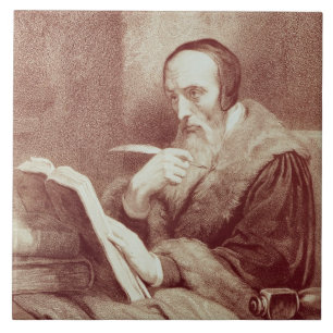 Azulejo Retrato de Juan Calvino (1509-1564) (grabado)