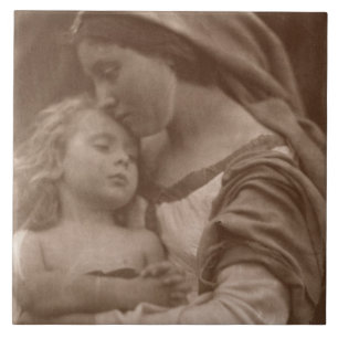 Azulejo Retrato de la madre y del niño (foto de la sepia)