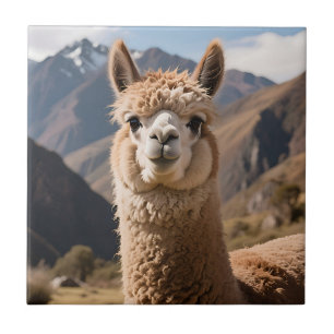 Azulejo Retrato de la montaña de la llama curiosa