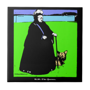 Azulejo Retrato de la Reina Victoria y perro Yorkie
