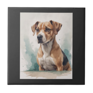 Azulejo Retrato de perro acuarela