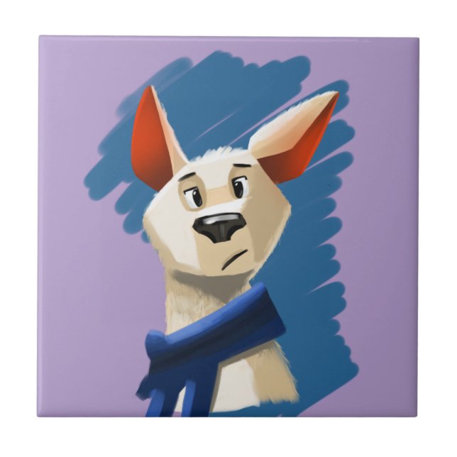Azulejo Retrato de perro pintado sobre fondo violeta  (Frente)