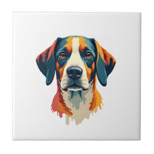 Azulejo Retrato de perro vintage colorido estilo pop art m