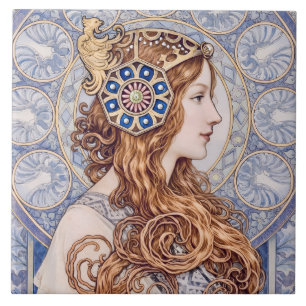 Azulejo Retrato de Reina Art Nouveau
