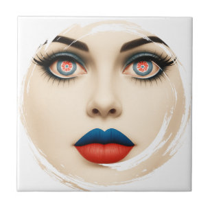 Azulejo Retrato de rostro con bandera croata – Ojos y labi
