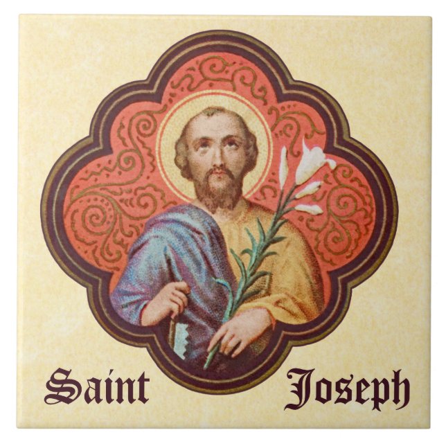 Azulejo Retrato de San José en un Octofoil (TF 02) (Frente)