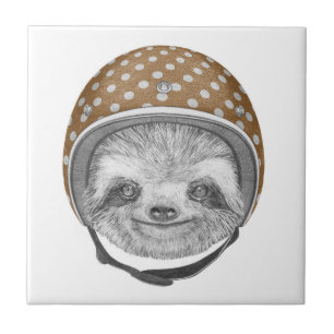 Azulejo Retrato De Sloth  Casco para motocicletas
