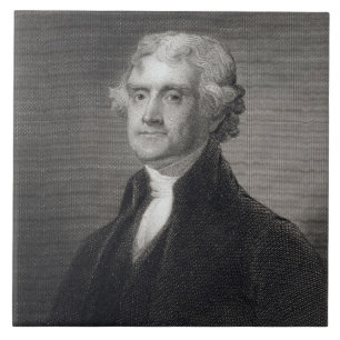 Azulejo Retrato de Thomas Jefferson, grabado por el Br de