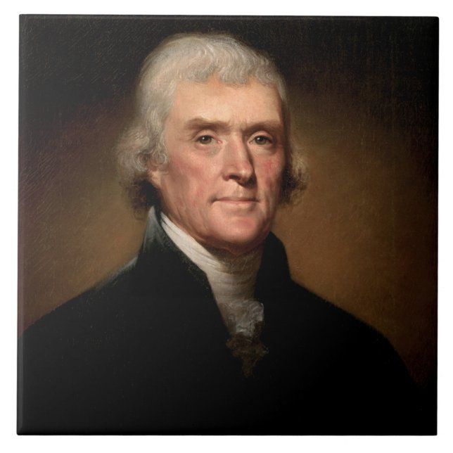 Azulejo Retrato de Thomas Jefferson (por Rembrandt Peale) (Frente)