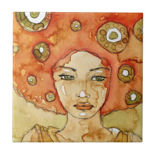 Azulejo Retrato de un chica hermoso