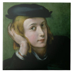 Azulejo Retrato de un hombre joven (aceite en el panel)