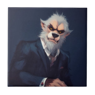 Azulejo Retrato de un hombre lobo en un traje